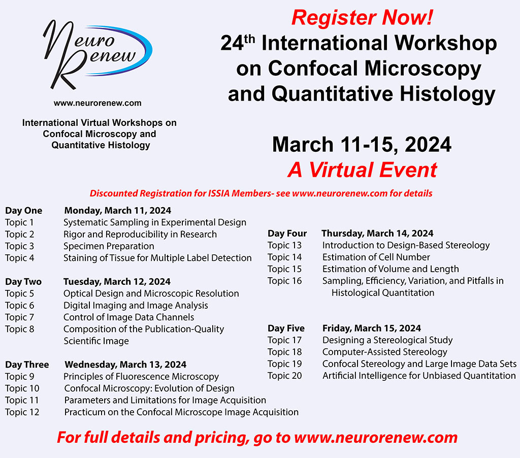 24th International Workshop In Confocal Microscopy And Quantitative   ISSIA Social Media Ad March 2024 